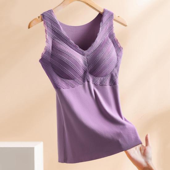 Winter Women Thermal Vest with Chest Pads Seamless Velvet Fast Temperature Lock