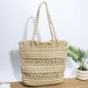 New Hollow Lace Shoulder Hand-woven Straw Bag Versatile Large Capacity Tote Bag Seaside Vacation Beach Bag