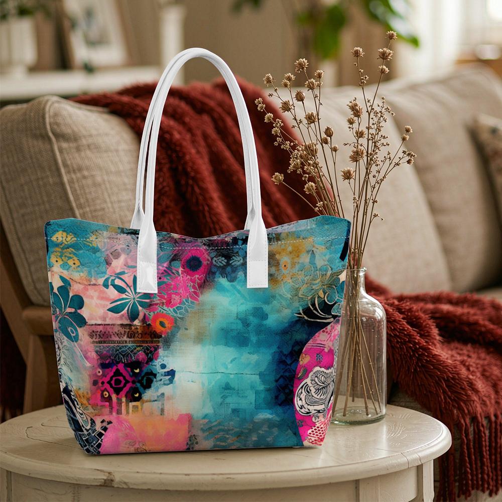 Bohemian Floral Print Stylish Casual Large Capacity Tote Bag for Women Daily Outdoor Use