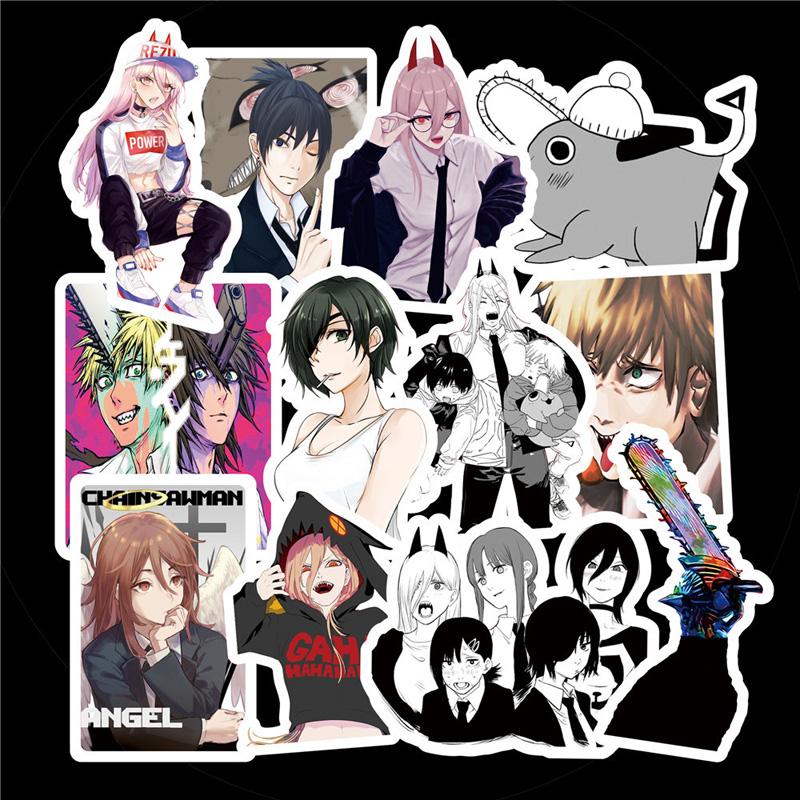 50 Наклейки «Человек с бензопилой» в стиле граффити Такие же милые наклейки Vtuber Наклейки на багаж Наклейки на кружку Наклейки для украшения ноутбука Водонепроницаемые наклейки