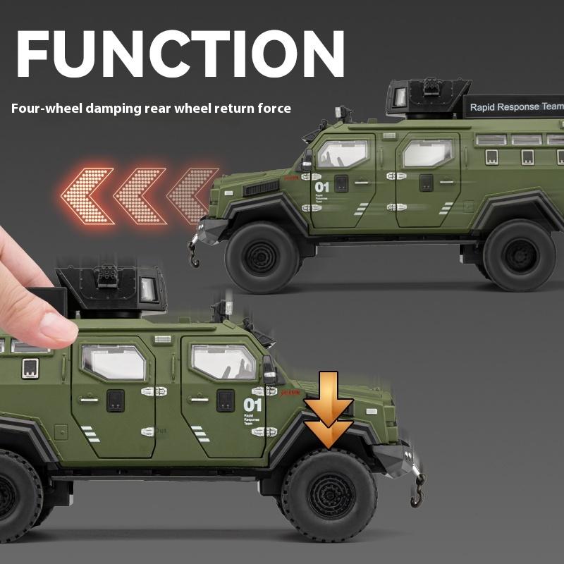 Масштаб 1/24 Саблезубый тигр Взрывозащищенная модель автомобиля Сплав Литье под давлением Полиция Бронированные Внедорожники Модель автомобиля Подарок на день рождения Мальчик