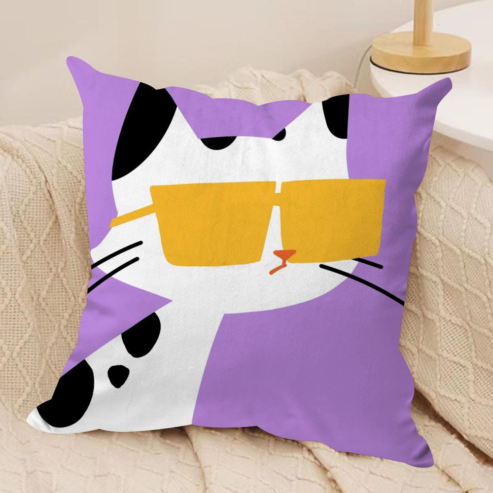 Cartoon Animal Cute Cushion Cover Silky Short Plush Double-Sided Printed Pillow Case for Sofa All Seasons Home Decor Gift