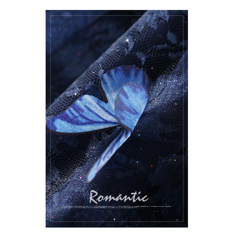 Super Fairy Style~ Sequin Embellished With 3D Butterfly Decoration Double Layer Mesh A-Line Elastic Waist Skirt