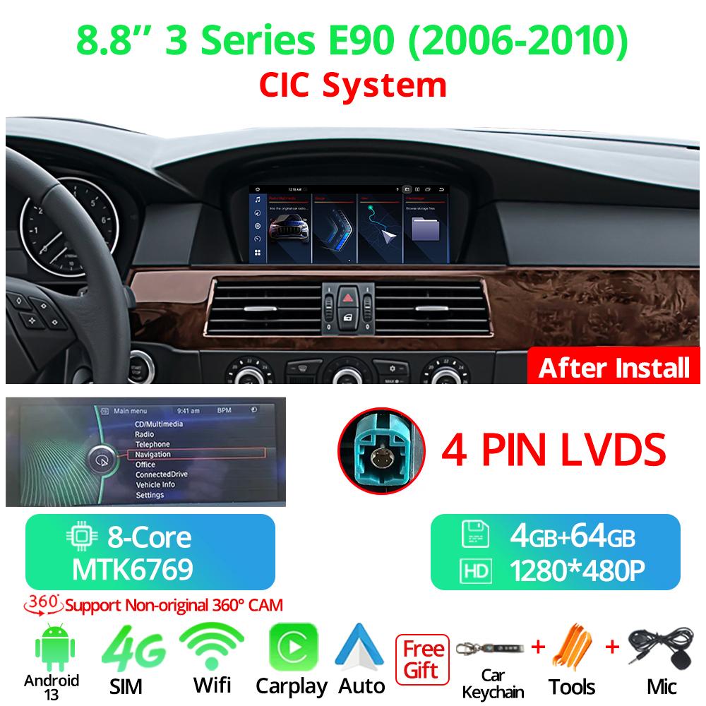 8,8-дюймовый беспроводной автомобильный радиоприемник Carplay для BMW 3 Seires E90 LHD 2006-2012 CCC CIC система Android 13 GPS мультимедийный видеоплеер FM BT