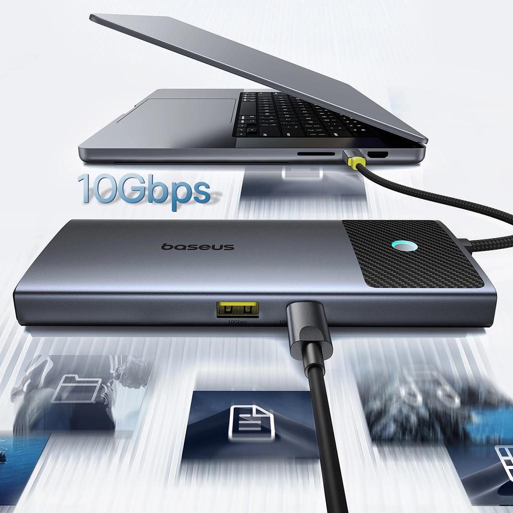 Концентратор Baseus Metal Gleam Series Ii 7in1 Usb-C - Usb-C Pd100W / 2X Usb-A / 2X Hdmi 4K / Usb-A 3.0 / Usb-C 3.0