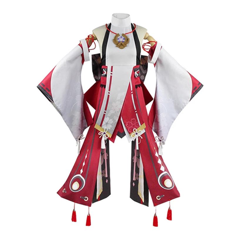   Костюм для косплея Yae Miko, аниме Guuji Yae, платье с париком, наряд для вечеринки, костюмы на Хэллоуин для женщин