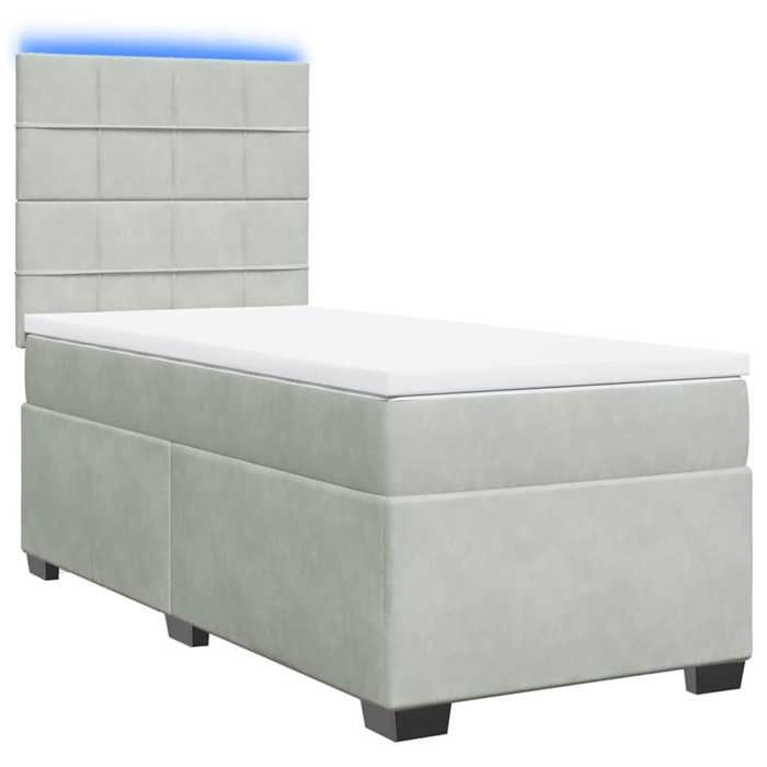 Maison Exclusive - Sommier à lattes de lit et matelas Gris clair 90x190 cm Velours