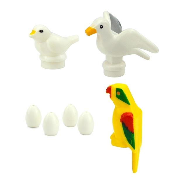 MOC Город Животные Строительные Блоки Фигурки Коза Овца Орел Сова Панда Попугай Чайка Пингвин Зоопарк Рам Аксессуары Кирпичики Игрушка Подарок