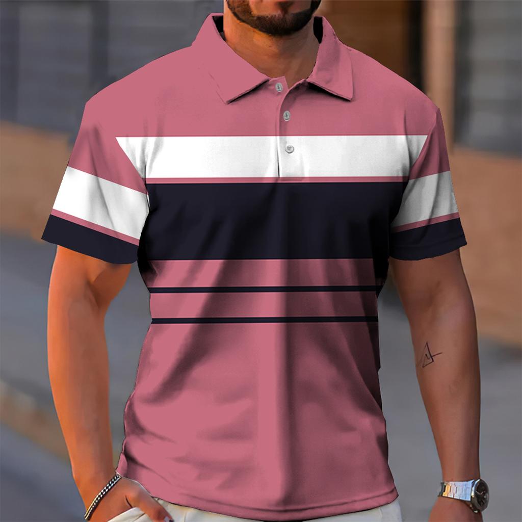 Men's Golf Shirt Casual Sports V Neck Ribbed Collar Short Sleeve Fashion Casual Solid Color Plain Spring & Summer Regular Fit