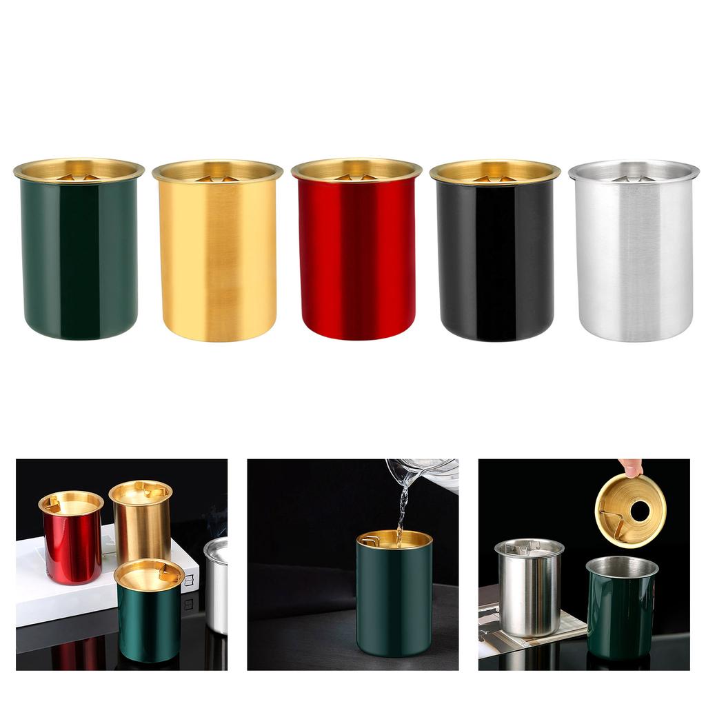 Stainless Steel Ashtray With Lid Windproof Design Creative Funnel Shape For Indoor Outdoor Use