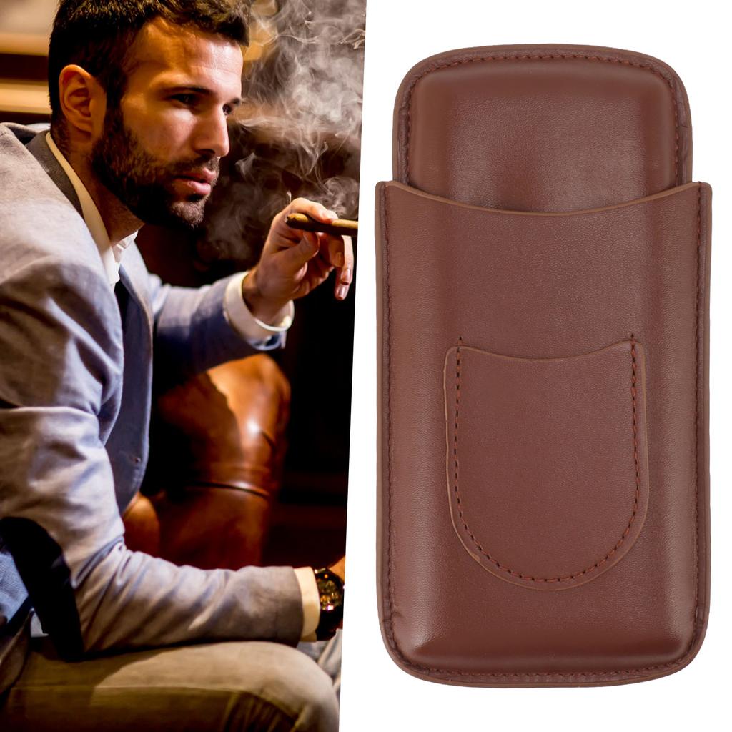 Cigarette Case Leather 3pcs Capacity Portable Cigar Storage Box with for Outdoor