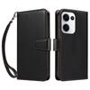 For Oppo Reno13 5G (Global) Case RFID Blocking Leather Wallet Flip Phone Cover with Wrist Strap