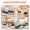 Rattan Chairs, Set of 4, Mid Century Modern Dining Chair, Upholstered Velvet Accent Chair with Rattan Back, Retro Dining Room Kitchen Chair for Living