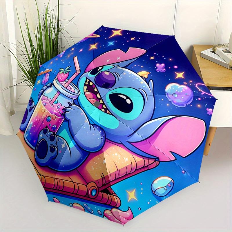 Stitch,Cosmic Fully automatic themed umbrella - 8 ribs durable iron frame, tri-fold compact design, perfect as a gift, travel umbrella, unis