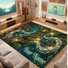Nature Library Travel Theme Crystal Velvet Floor Rug Personalized Custom Name Text Warm Carpet Home Decoration