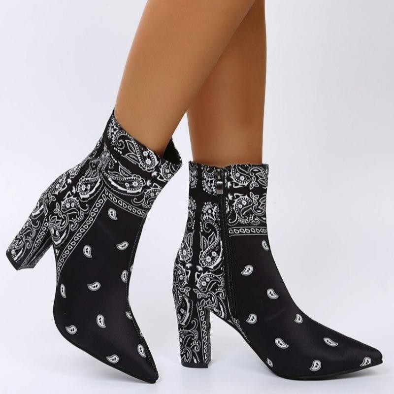 Модные весенне-осенние одиночные ботинки женские модные остроносые на каблуке с задней молнией сочетающихся цветов противоскользящие износостойкие короткие ботинки