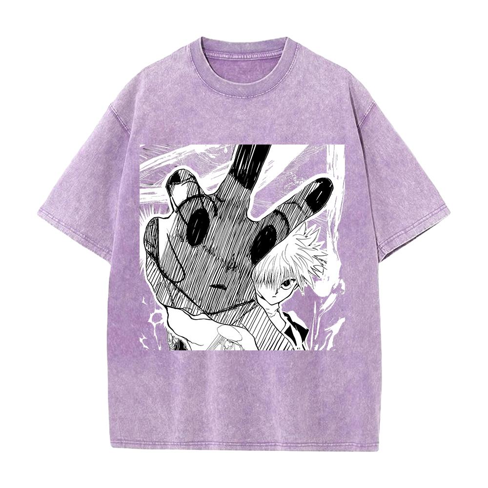 Anime Hunter X Hunter Killua Gon Freecss Graphic T Shirt Men Women Clothing Oversized Tshirt Washed Cotton Tee Harajuku T-shirt