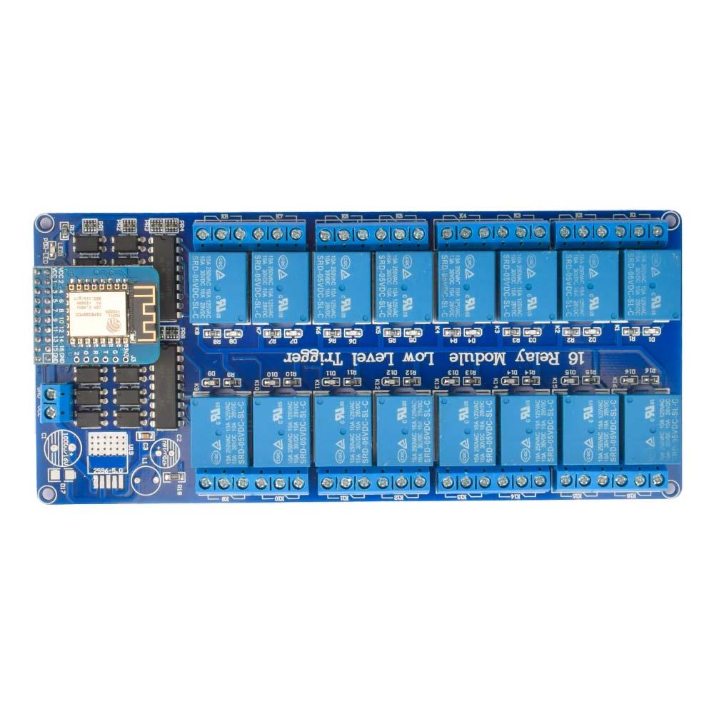 Сетевой релейный модуль DC 5V 12V 16 каналов со встроенным модулем WIFI ESP8266 и микроконтроллером LM2576, релейный выход для Arduino, комплект релейного модуля