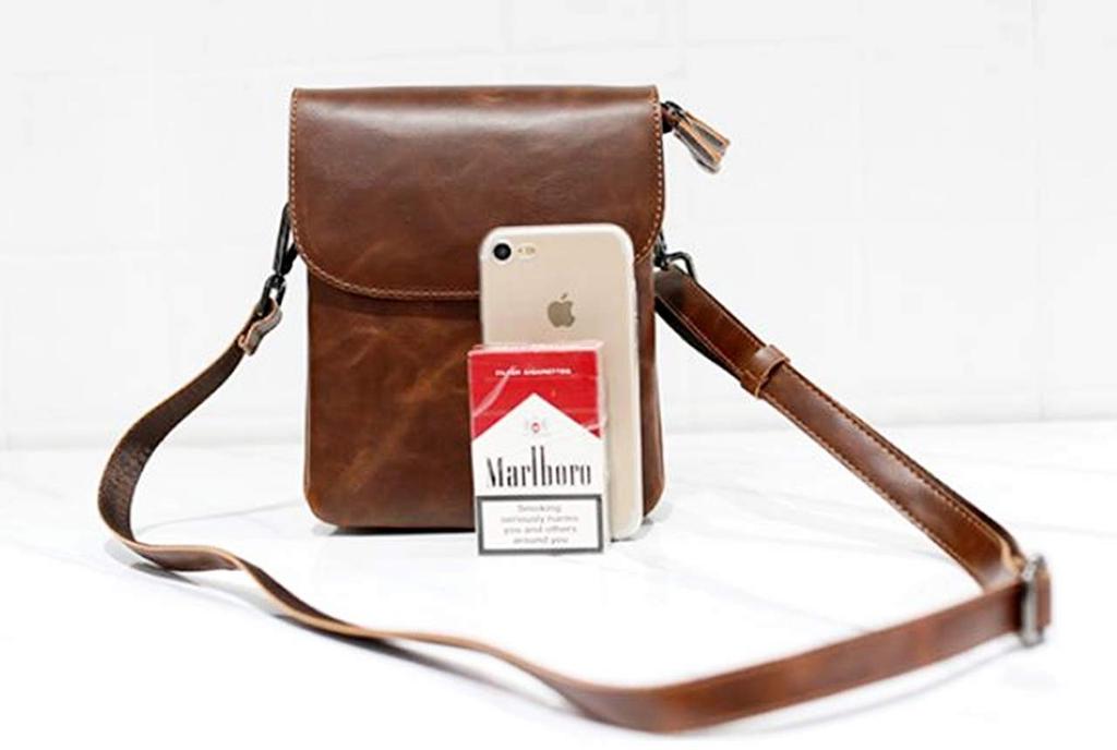 ZAZALAND Mini Shoulder Bag with Belt Detachable Shoulder Brown Pouch, Strap, 2-Way, Leather,
