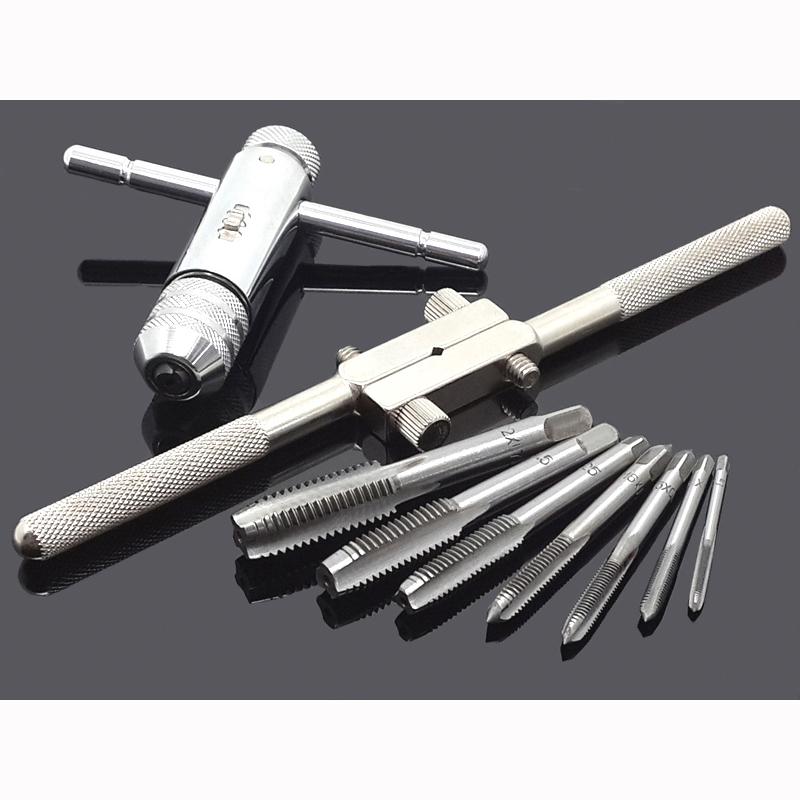 Регулируемый держатель метчика с трещоткой M3-8. Ключ для метчика с храповым механизмом. Метчик M3-M12. Набор сверл. Ручные инструменты для нарезания резьбы и сверло для метчика с резьбой.