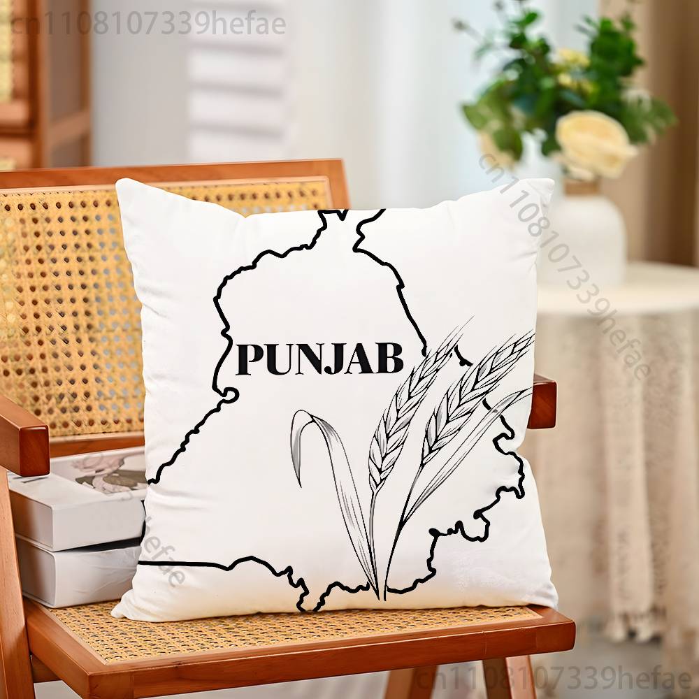 Punjab Map Pillow Case Plush Pillow Cases Home Decoration Pillow Cover for Sofa Bed Chair Living Room