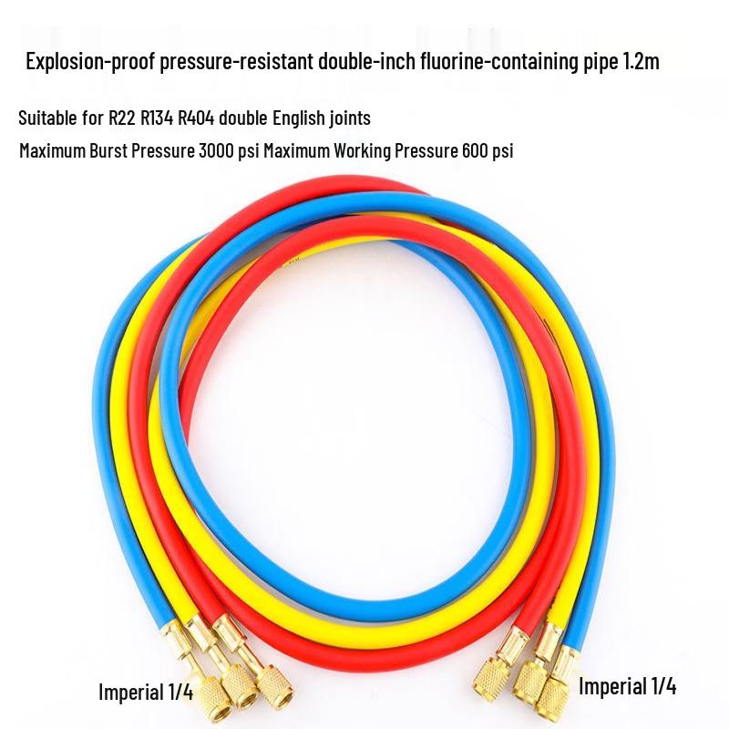 High-Pressure 1.2m Refrigerant Charging Hoses (3-Pack)