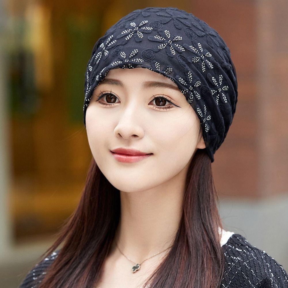 Hollow Out Crochet Slouchy Hat Lace Flower Turban Beanies Caps Chemo Cap Beanies Cap Outdoor Hats