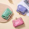 New Retro Creative Double Clip Change Bag Mini Compact Oil Wax Leather Coin Storage Bag Women's Gold Bag