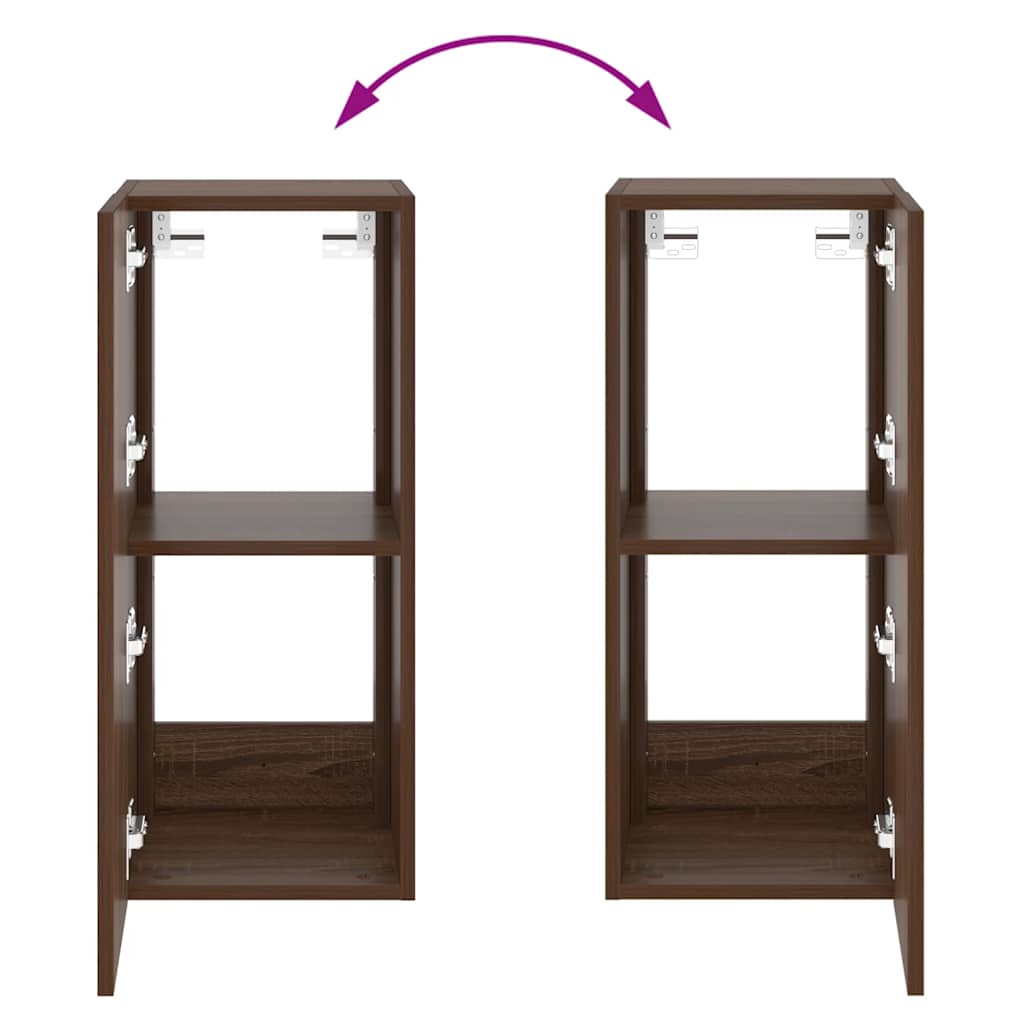 Wall Mounted TV Cabinet with LED Lights Brown Oak Effect 12 x 13.8 x 27.6 in (30.5 x 35 x 70 cm)