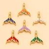 Ocean Style Mermaid Tail Pendant, Gold Plated Stainless Steel, 6 Colors, 16x18mm - DIY Handmade Jewelry Accessory.
