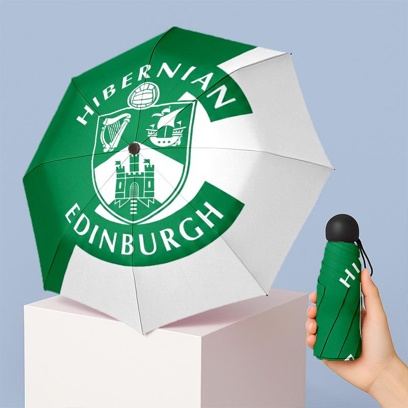 Hibernian FC Mini 5 Fold Pocket Umbrella Compact Lightweight Anti UV Rain Sun Protection Umbrella Portable Travel Umbrella