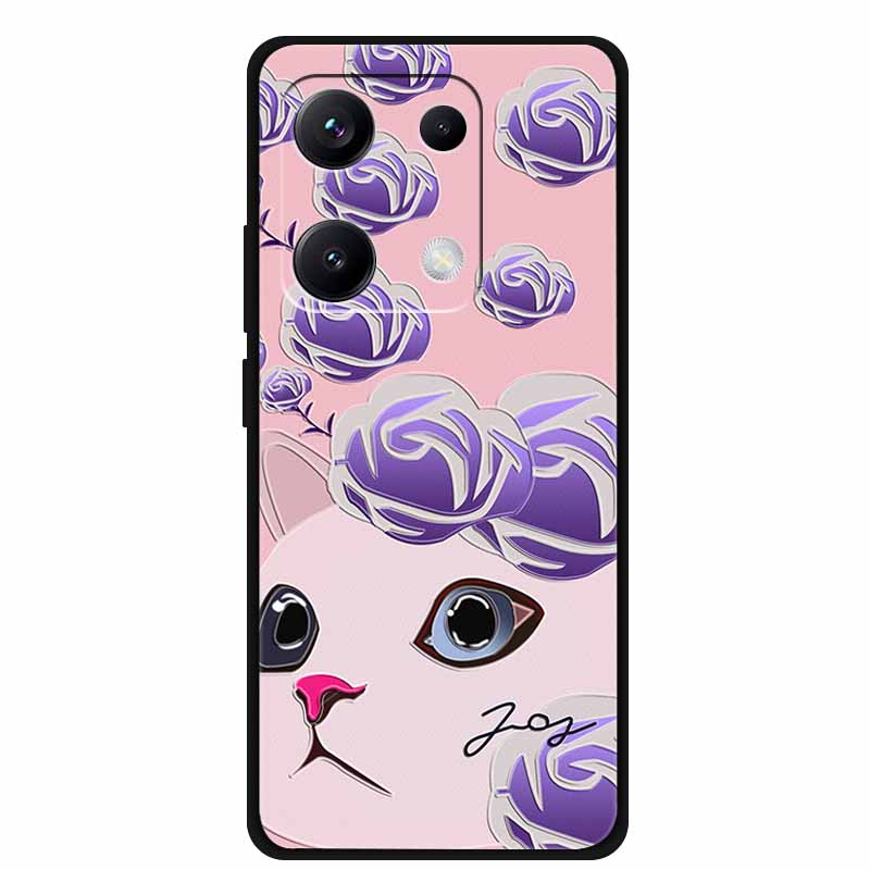 3D Emboss Case For Xiaomi Redmi Note 14S Phone Case 14 S Relief Flower Silicone Soft Back Cover Coque For Redmi Note 14S 4G Case
