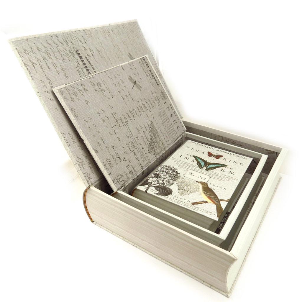 Les Trésors De Lily [K6170] - Trio of Beige Gray 'Jardin Botanique' Storage Boxes