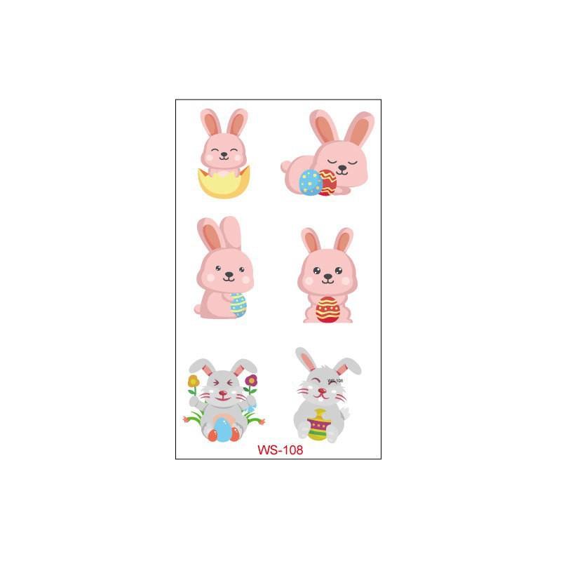 New Children's Easter Tattoo Stickers Cartoon Rabbit Egg DIY Decoration Waterproof Holiday Gift