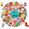 50 Christmas Cartoon Doodle Stickers Christmas Hat Elk DIY Decoration Suitcase Notebook Stickers