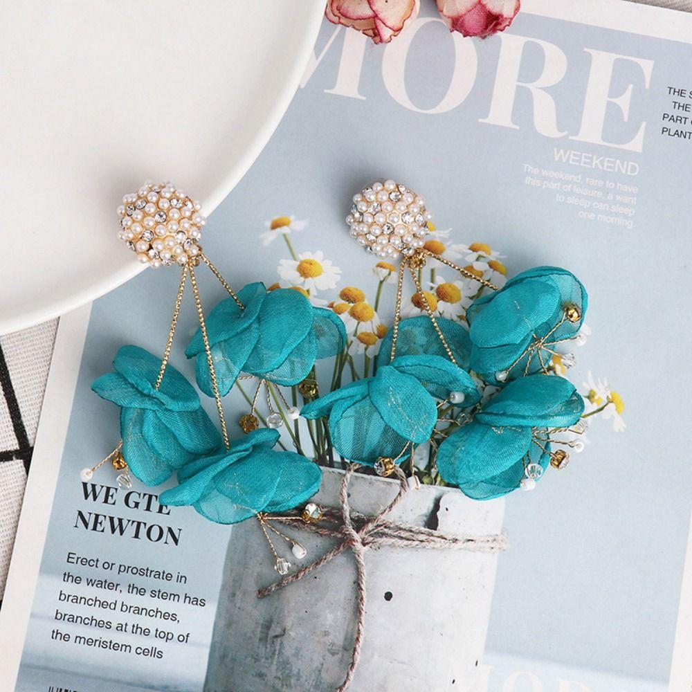 Преувеличенные серьги-цветы из пряжи, легкие, роскошные, большие, цветочные серьги-гвоздики, ювелирные подарки