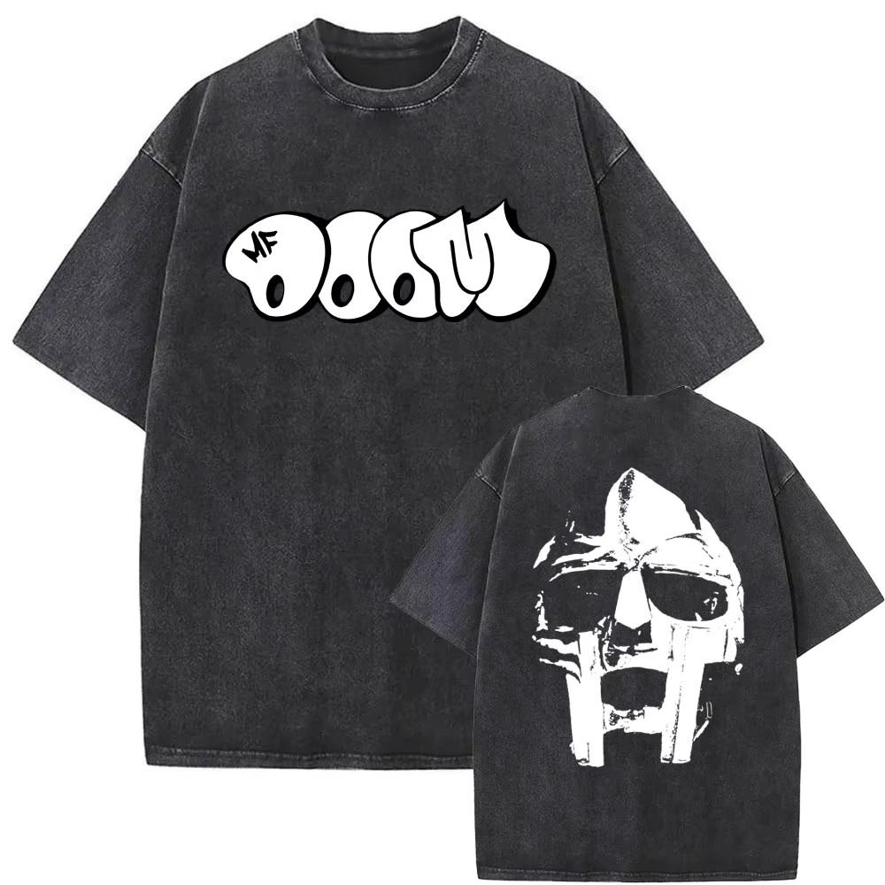 MF DOOM Стирка Черный Графическая Футболка Хип-Хоп Рэп Стритвир Унисекс Футболка