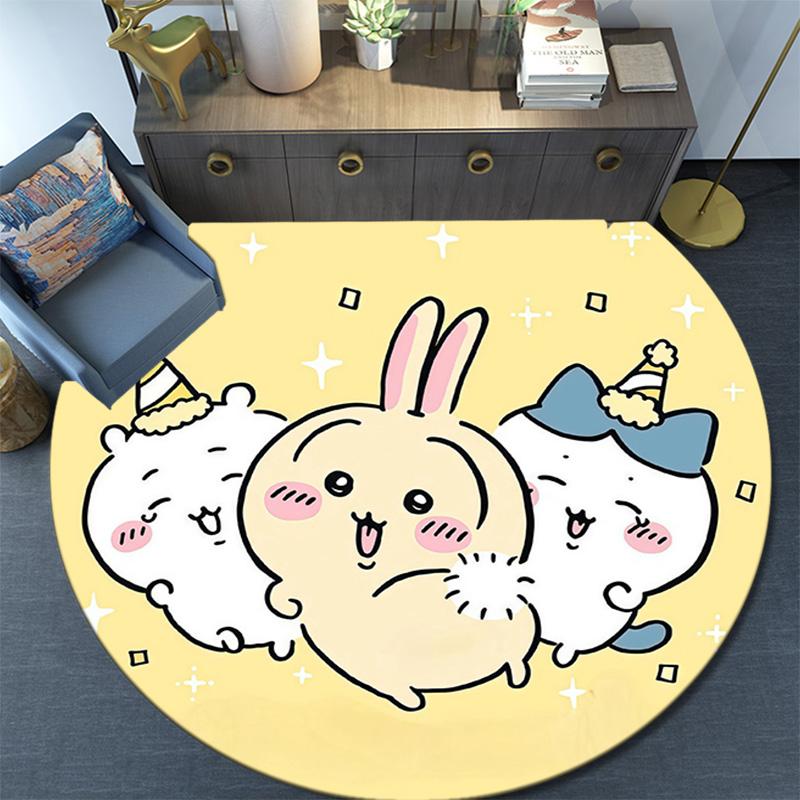 Usagi2 Round Area Rug,Carpet Rug for Living Room Bedroom Sofa Playroom Decor,Non-slip Floor Mat