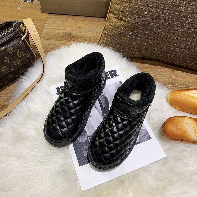 Водонепроницаемые зимние ботинки Lovers Bread Shoes из кожи, теплые зимние, плюс бархатные нескользящие женские хлопковые ботинки больших размеров
