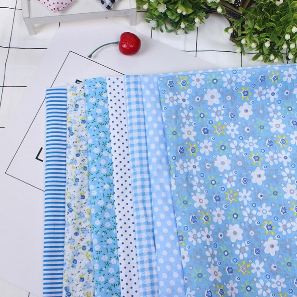 7Pcs Blue floral pattern Fabric Bundle Quilting Fabric Hand quilt production