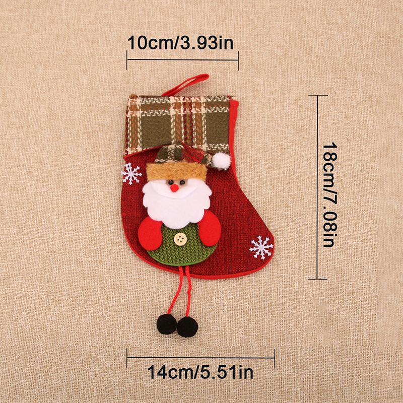 Small Christmas Stockings Christmas Tree Ornaments Christmas Candy Gift Bag Socks Merry Christmas Santa Claus Snowman Elk