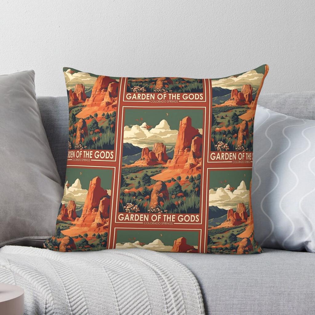 Garden Of The Gods Colorado Travel Square Pillowcase Polyester Linen Velvet Printed Zip Decorative Pillow Case Car Cushion Cover