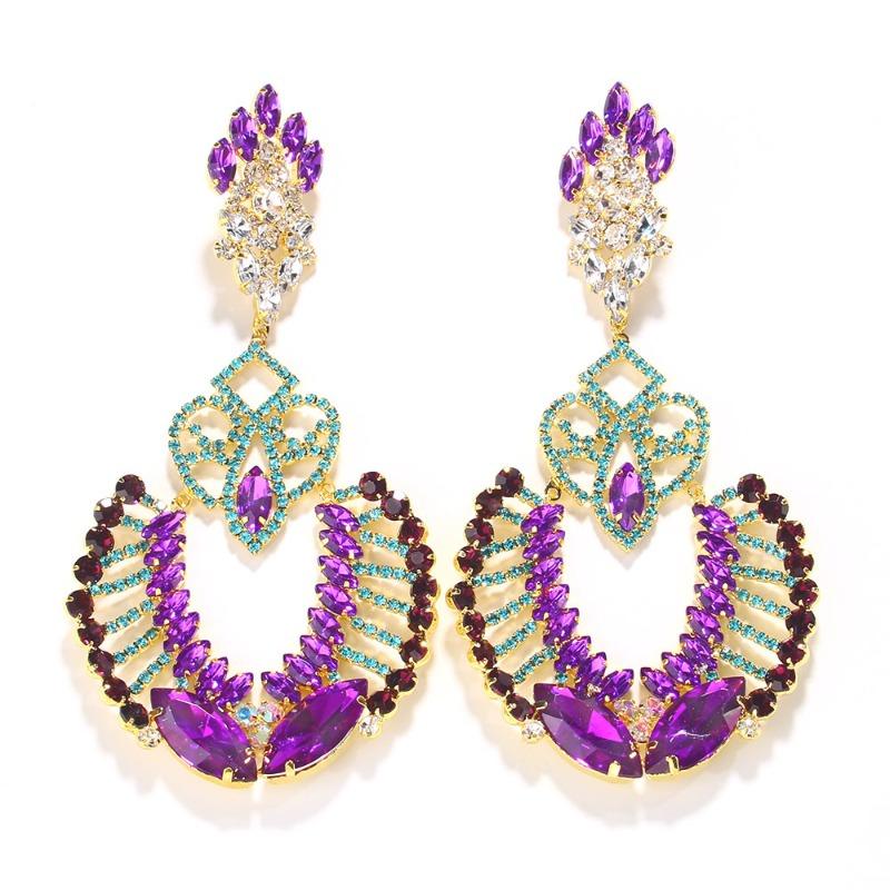 Королевские преувеличенные серьги персонализированные модные серьги со стразами флэш подиум универсальные аксессуары серьги