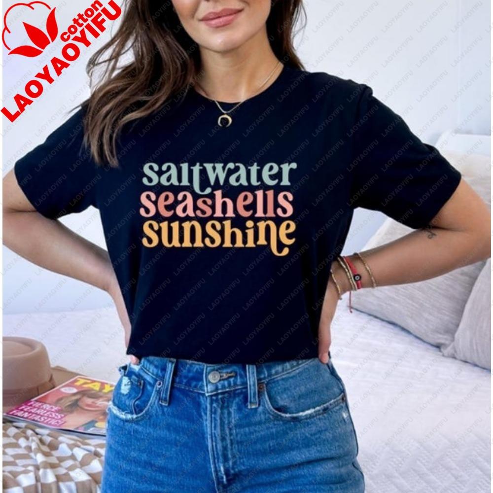Saltwater Seashells Sunshine Shirt Summer Shirt Beach Tees Seashells Apparel Sunshine Clothes Summer Trip Gift Vacation Tees