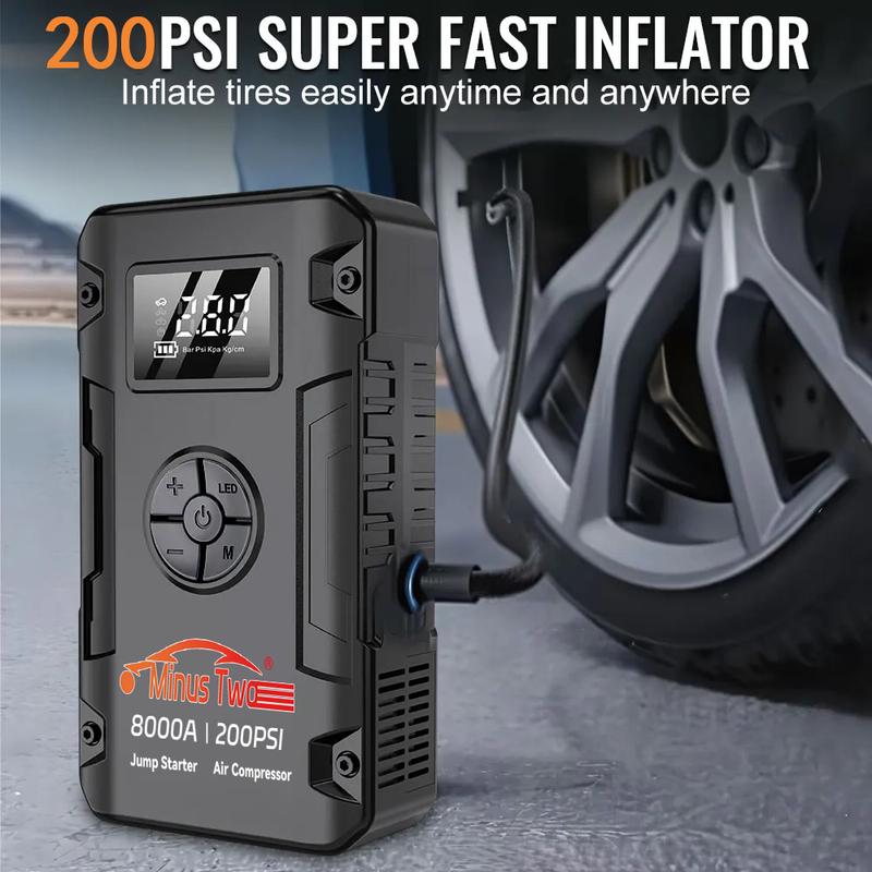 Автомобильный воздушный насос с фонариком, портативный Power Bank, аварийный пусковой booster и многофункциональный компрессор для шин