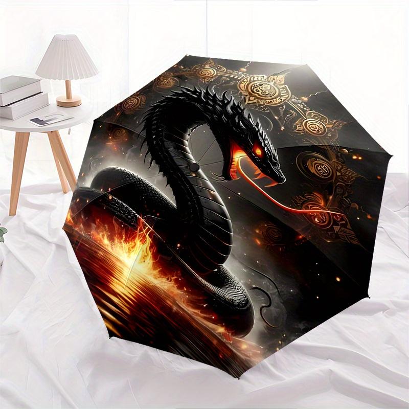 Serpent, Crowned Snake Automatic Folding umbrella Vibrant Pattern, Compact Design, Suitable for Both Men and Women, A Must have for Going