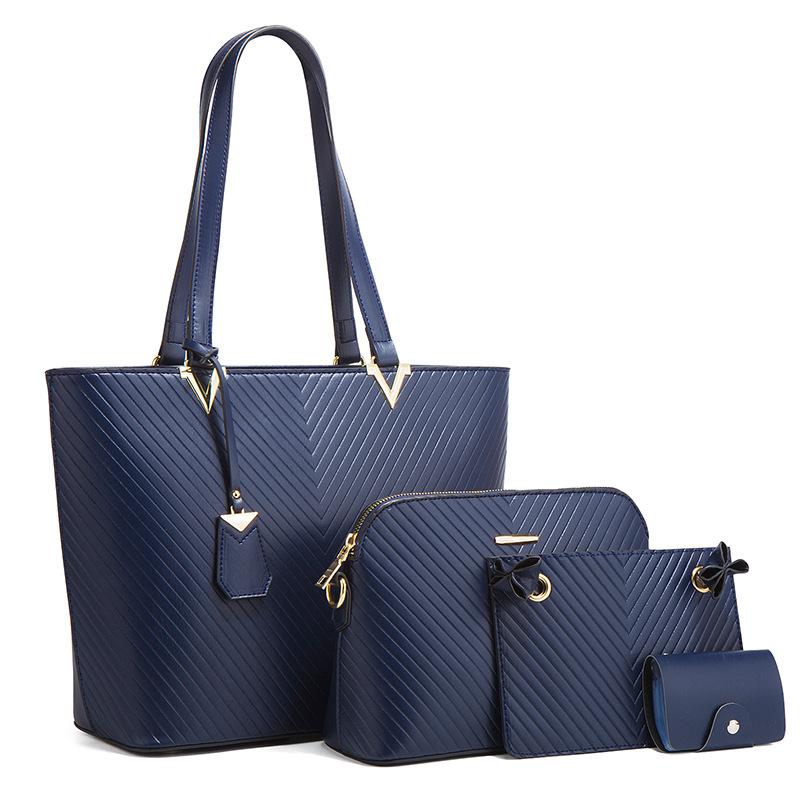 Новые модные женские сумки через плечо, повседневные женские сумки большой вместимости, простые сумки из искусственной кожи, ручные сумки, набор из 4 сумок и кошельков