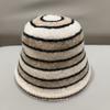 Hat female autumn and winter color matching striped knitted bucket hat casual versatile retro basin hat plain bucket hat tide