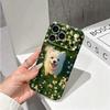 Fluffy White Dog Daisy Field Joyful Portrait Art Film Aesthetic Protective Shockproof Bumper Phone Case Cover For iPhone 13 14 15 16 17 Pro Max Plus