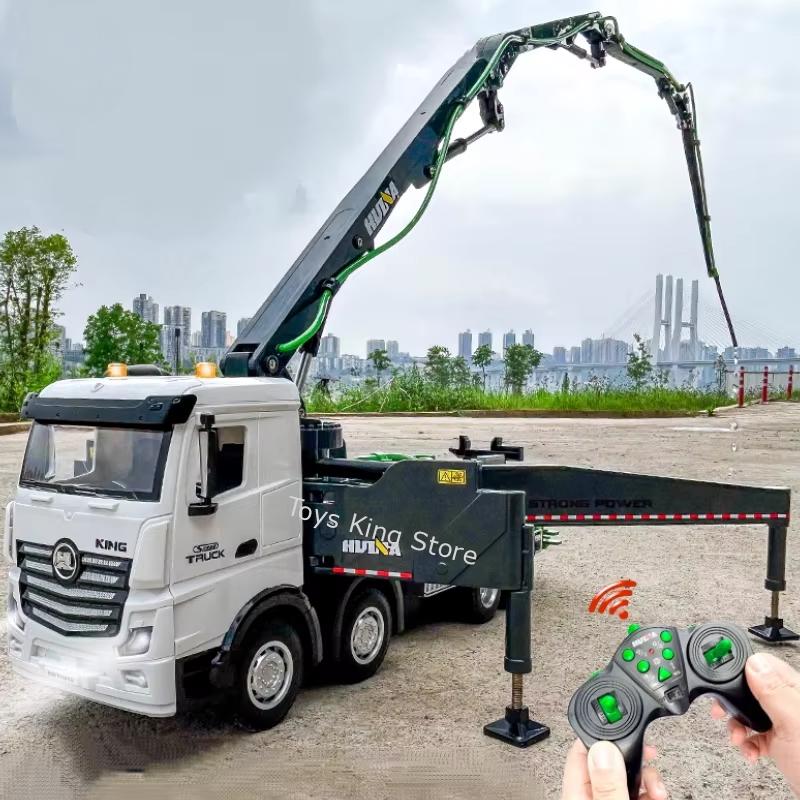 Huina 1/18 Rc Cement Pump Truck Lights 11 Channel Semi-Alloy Remote Control Engineering Electric Rotary Truck Kids Toys Gifts
